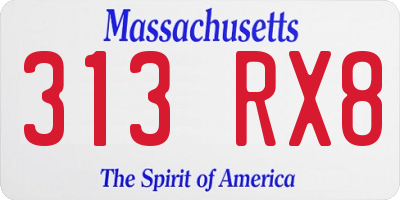 MA license plate 313RX8