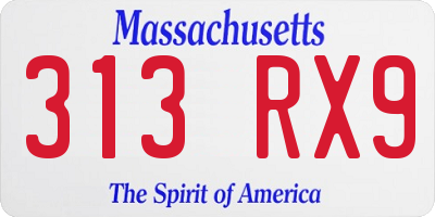 MA license plate 313RX9