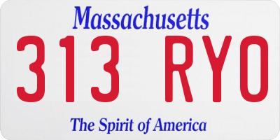 MA license plate 313RY0