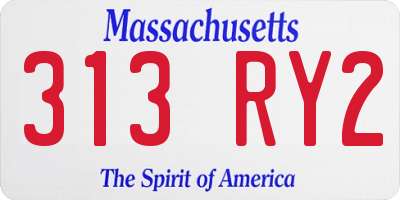 MA license plate 313RY2