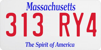 MA license plate 313RY4