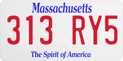 MA license plate 313RY5