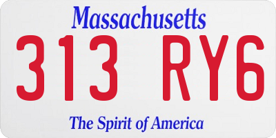 MA license plate 313RY6