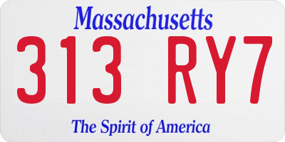 MA license plate 313RY7