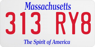 MA license plate 313RY8