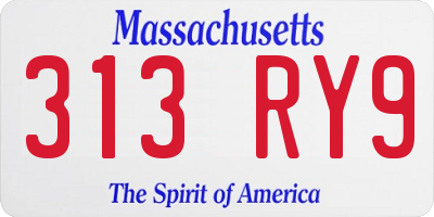 MA license plate 313RY9