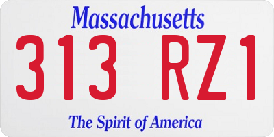 MA license plate 313RZ1