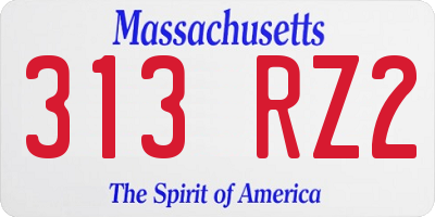 MA license plate 313RZ2