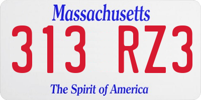 MA license plate 313RZ3