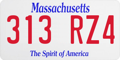 MA license plate 313RZ4