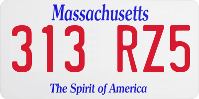 MA license plate 313RZ5