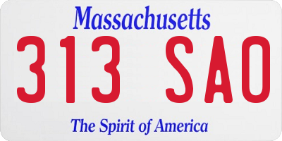 MA license plate 313SA0