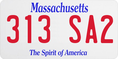 MA license plate 313SA2