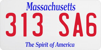 MA license plate 313SA6