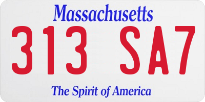 MA license plate 313SA7