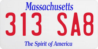 MA license plate 313SA8