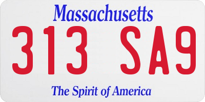 MA license plate 313SA9