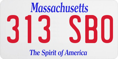 MA license plate 313SB0