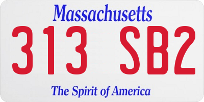 MA license plate 313SB2