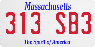 MA license plate 313SB3