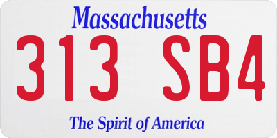 MA license plate 313SB4