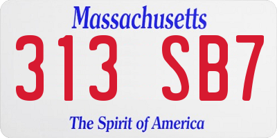 MA license plate 313SB7