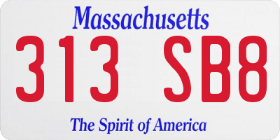 MA license plate 313SB8