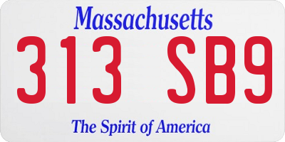 MA license plate 313SB9