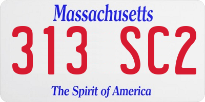MA license plate 313SC2