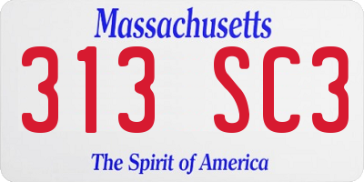 MA license plate 313SC3