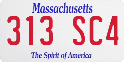 MA license plate 313SC4