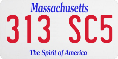 MA license plate 313SC5