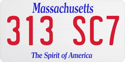MA license plate 313SC7