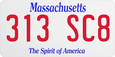 MA license plate 313SC8