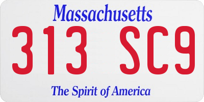 MA license plate 313SC9