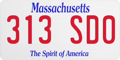 MA license plate 313SD0