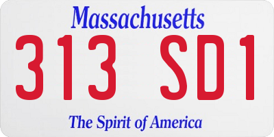 MA license plate 313SD1
