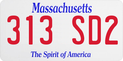 MA license plate 313SD2