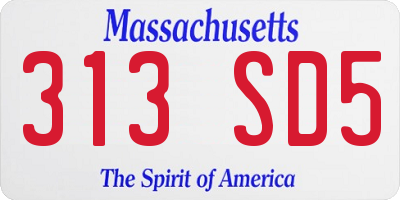 MA license plate 313SD5