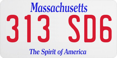 MA license plate 313SD6