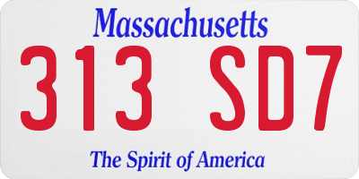 MA license plate 313SD7
