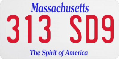 MA license plate 313SD9