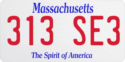 MA license plate 313SE3