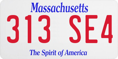MA license plate 313SE4