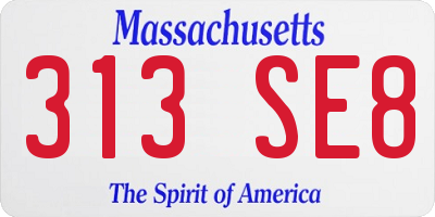 MA license plate 313SE8
