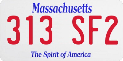 MA license plate 313SF2