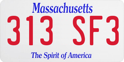 MA license plate 313SF3