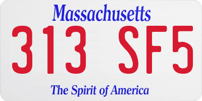 MA license plate 313SF5
