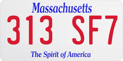 MA license plate 313SF7
