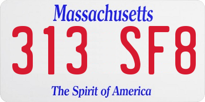 MA license plate 313SF8